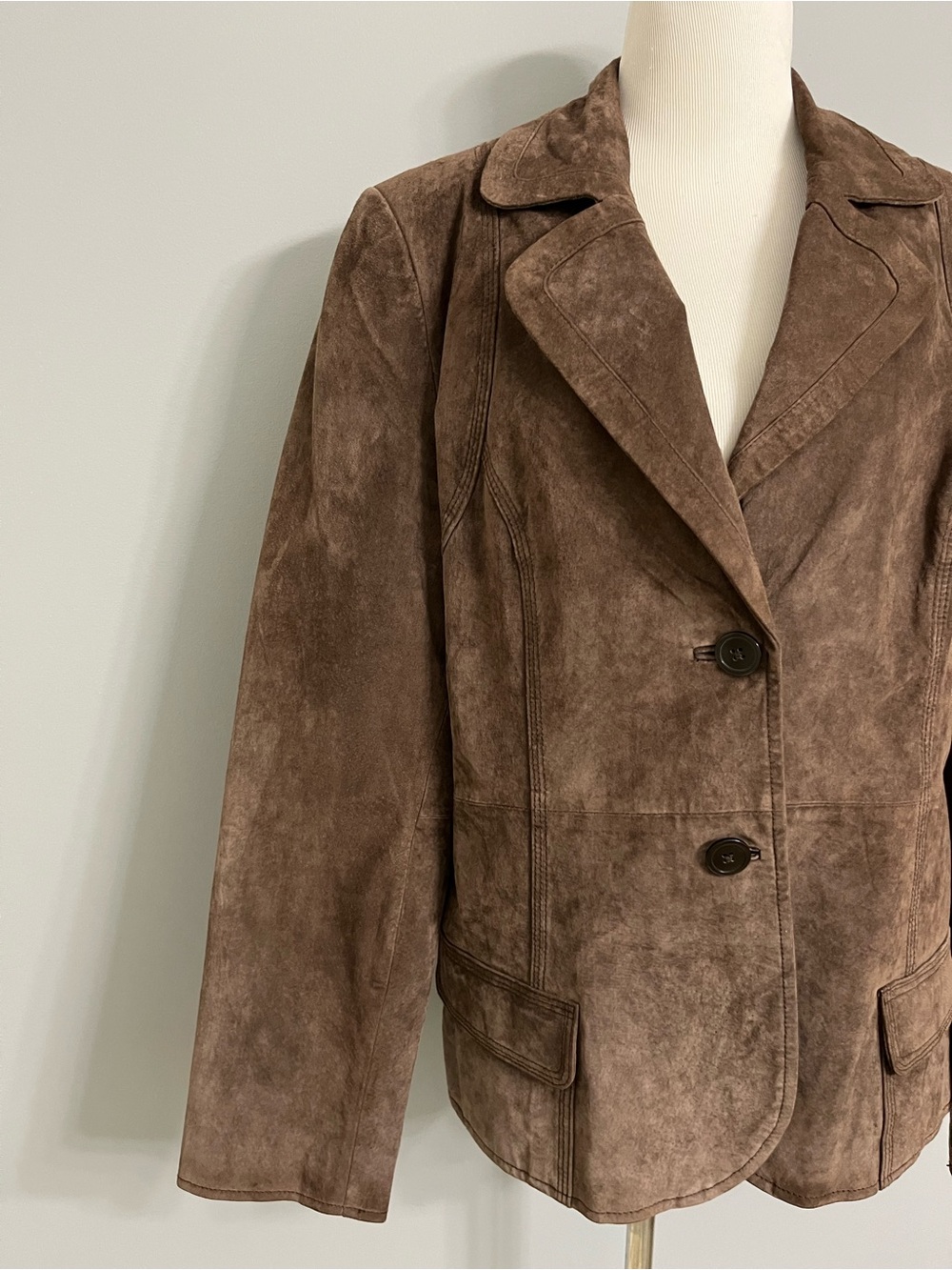 Vintage Y2K Cherokee Brown Suede Blazer Jacket Size XL - Picture 6 of 11